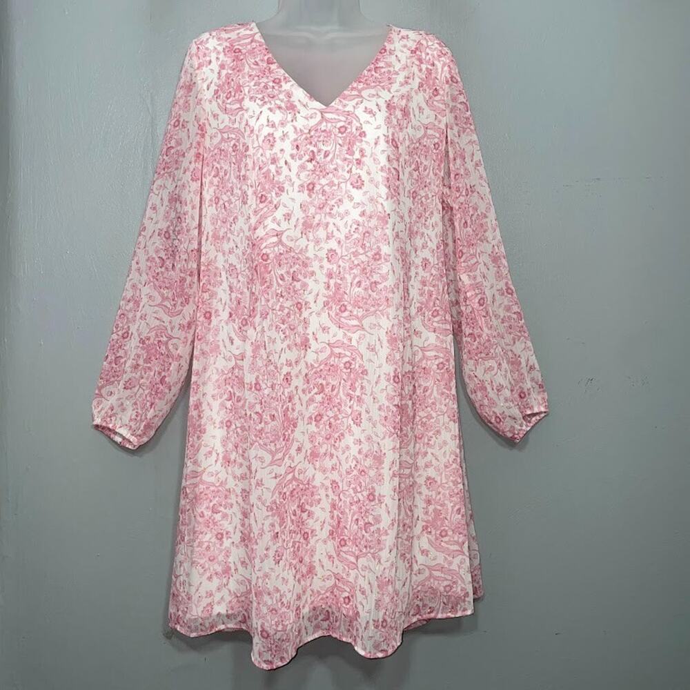INC Babydoll Dress Size S Pink Floral Chiffon Coquette Feminine Romantic Sheer